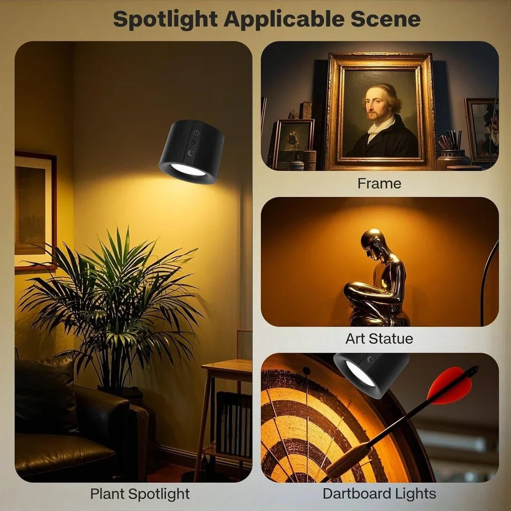 Set‎ of 2 LED Wall Lights SK-BD80A Black 1200mAh Rechargeable Double Sided Wire